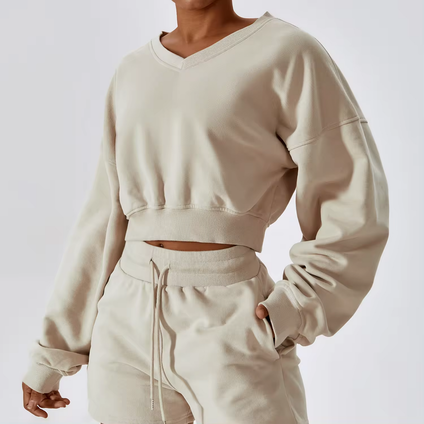 Vaela V Neck Fleece Top
