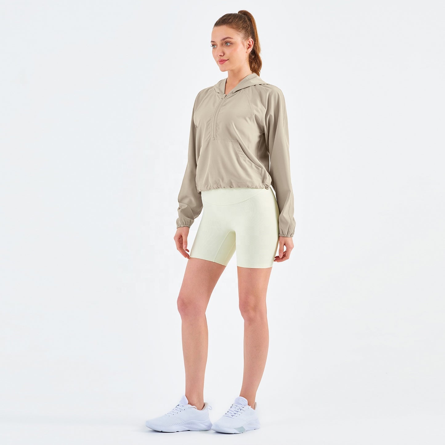Vesta Women's Hooded Half Zipper Lightweight Casual Yoga Jacket