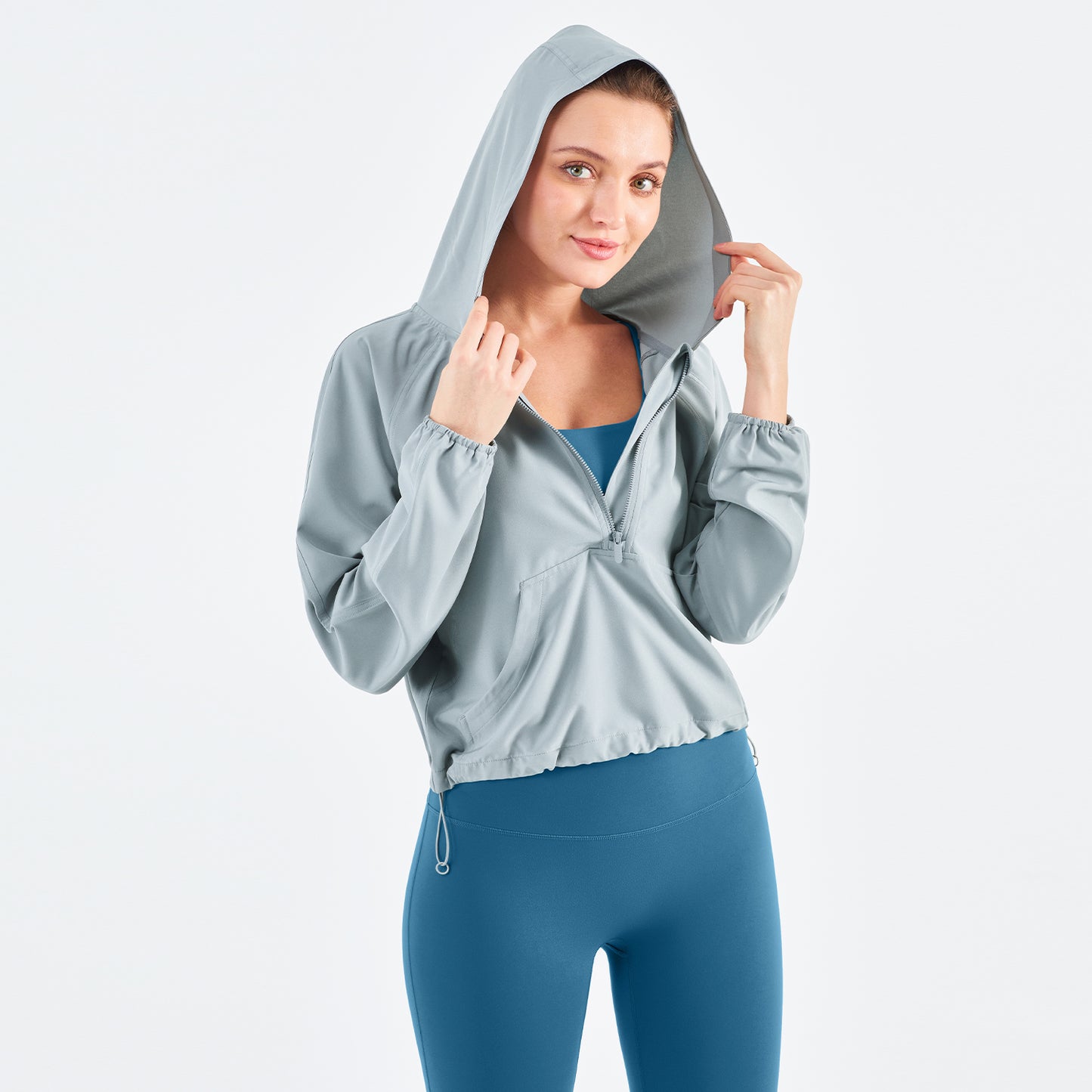 Vesta Women's Hooded Half Zipper Lightweight Casual Yoga Jacket