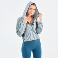 Vesta Women's Hooded Half Zipper Lightweight Casual Yoga Jacket
