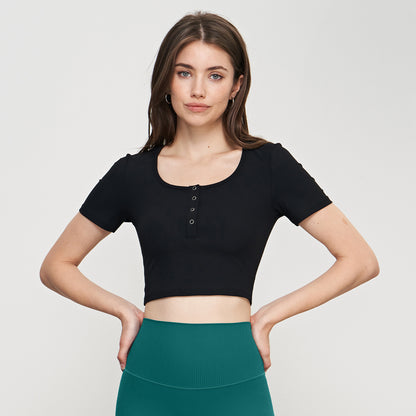 Vigore Women's Ribbed U Neck Crop Tops