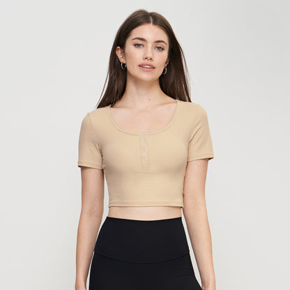 Vigore Women's Ribbed U Neck Crop Tops