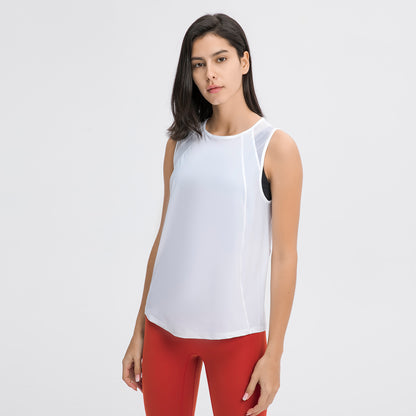 Women's Sports Vests & Yoga Tank Tops - Hollow Mesh Out Back. This super comfortable tank top is made from nylon and spandex breathable materials that are durable, quick-dry and have great stretchable abilities giving you a comfortable and flexible feel. Its suitable for jogging, yoga, gym and is comfortable for leisure wear.