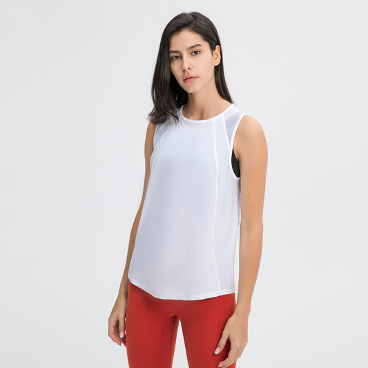 Women's Sports Vests & Yoga Tank Tops - Hollow Mesh Out Back. This super comfortable tank top is made from nylon and spandex breathable materials that are durable, quick-dry and have great stretchable abilities giving you a comfortable and flexible feel. Its suitable for jogging, yoga, gym and is comfortable for leisure wear.