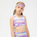Kid's tie &dye gym wear & workout clothes is made from nylon and spandex and is breathable and flexible materials that provides comfort to enable kids to enjoy playing and be active.