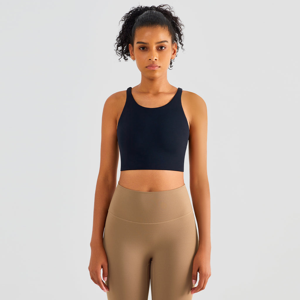 Women's Sports Bra Cross Backless Gym, Yoga & Tank Top. This super comfortable sports bra is made from nylon and spandex breathable materials that are durable, quick-dry and have great stretchable abilities giving you a comfortable and flexible feel. Its suitable for jogging, yoga, gym and is comfortable for leisure wear.