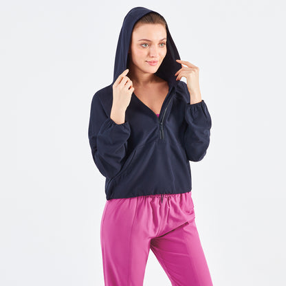 Vesta Women's Hooded Half Zipper Lightweight Casual Yoga Jacket