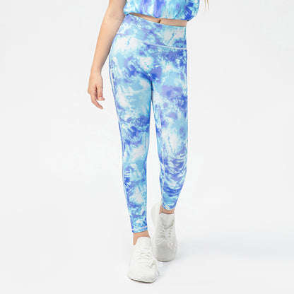 Kid's tie &dye gym wear & workout clothes is made from nylon and spandex and is breathable and flexible materials that provides comfort to enable kids to enjoy playing and be active.